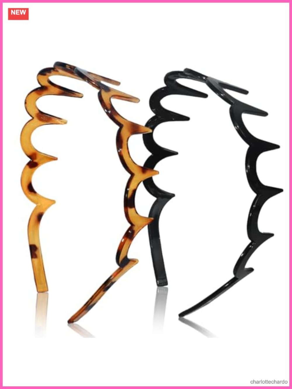 U-Shaped Zigzag Hair Comb Headbands Non-Slip Slick-Back Recycled Plastic